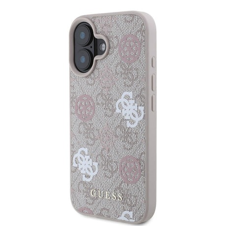 Apple iPhone 16 Kılıf Guess Orjinal Lisanslı M-safe Şarj Özellikli 4G Desenli Yazı Logolu Peony Kapak