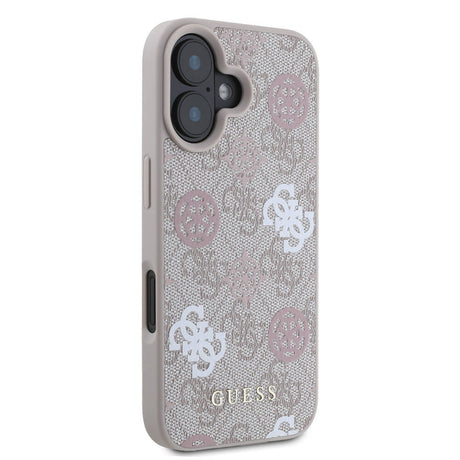 Apple iPhone 16 Kılıf Guess Orjinal Lisanslı M-safe Şarj Özellikli 4G Desenli Yazı Logolu Peony Kapak