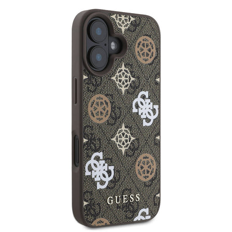 Apple iPhone 16 Kılıf Guess Orjinal Lisanslı M-safe Şarj Özellikli 4G Desenli Yazı Logolu Peony Kapak