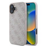 Apple iPhone 16 Kılıf Guess Orjinal Lisanslı M-safe Şarj Özellikli 4G Desenli Yazı Logolu Kapak