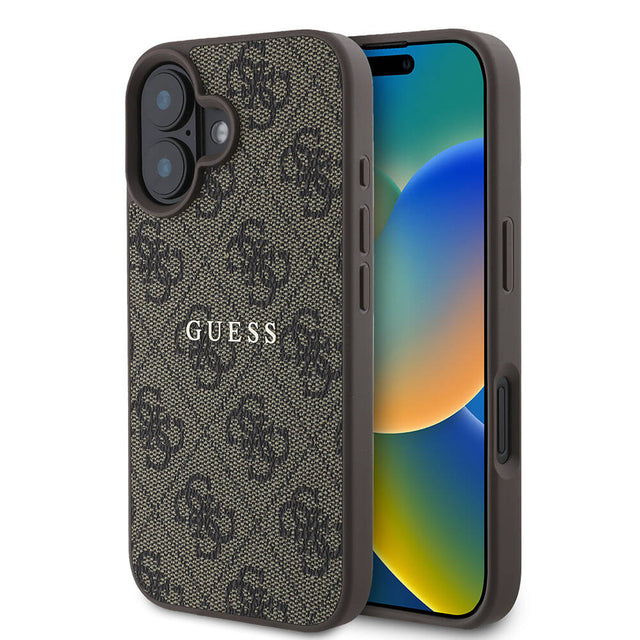 Apple iPhone 16 Kılıf Guess Orjinal Lisanslı M-safe Şarj Özellikli 4G Desenli Yazı Logolu Kapak