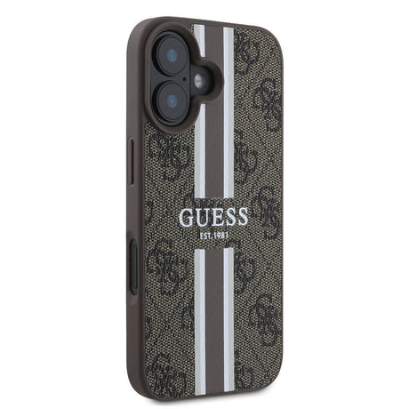Apple iPhone 16 Kılıf Guess Orjinal Lisanslı M-safe Şarj Özellikli 4G Şerit Tasarımlı Printed Kapak