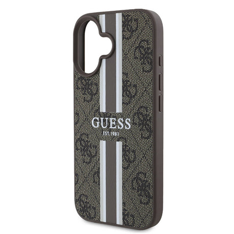 Apple iPhone 16 Kılıf Guess Orjinal Lisanslı M-safe Şarj Özellikli 4G Şerit Tasarımlı Printed Kapak