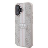Apple iPhone 16 Kılıf Guess Orjinal Lisanslı M-safe Şarj Özellikli 4G Şerit Tasarımlı Printed Kapak