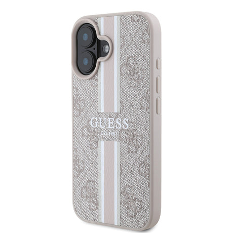 Apple iPhone 16 Kılıf Guess Orjinal Lisanslı M-safe Şarj Özellikli 4G Şerit Tasarımlı Printed Kapak