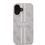 Apple iPhone 16 Kılıf Guess Orjinal Lisanslı M-safe Şarj Özellikli 4G Şerit Tasarımlı Printed Kapak