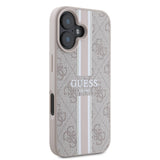 Apple iPhone 16 Kılıf Guess Orjinal Lisanslı M-safe Şarj Özellikli 4G Şerit Tasarımlı Printed Kapak