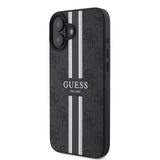 Apple iPhone 16 Kılıf Guess Orjinal Lisanslı M-safe Şarj Özellikli 4G Şerit Tasarımlı Printed Kapak
