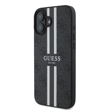 Apple iPhone 16 Kılıf Guess Orjinal Lisanslı M-safe Şarj Özellikli 4G Şerit Tasarımlı Printed Kapak