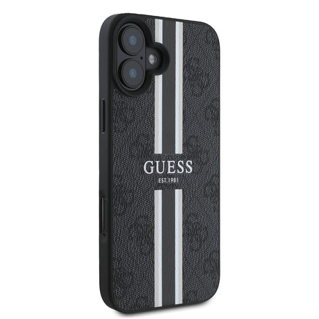 Apple iPhone 16 Kılıf Guess Orjinal Lisanslı M-safe Şarj Özellikli 4G Şerit Tasarımlı Printed Kapak