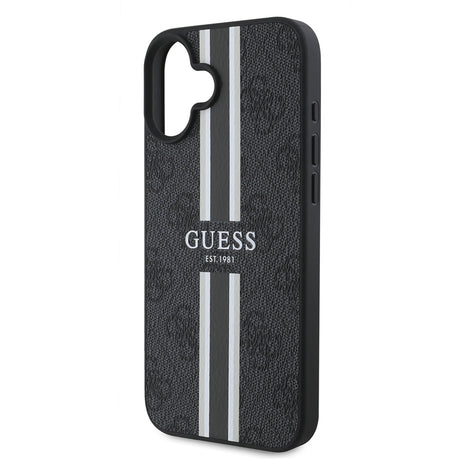 Apple iPhone 16 Kılıf Guess Orjinal Lisanslı M-safe Şarj Özellikli 4G Şerit Tasarımlı Printed Kapak