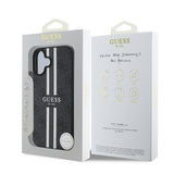 Apple iPhone 16 Kılıf Guess Orjinal Lisanslı M-safe Şarj Özellikli 4G Şerit Tasarımlı Printed Kapak