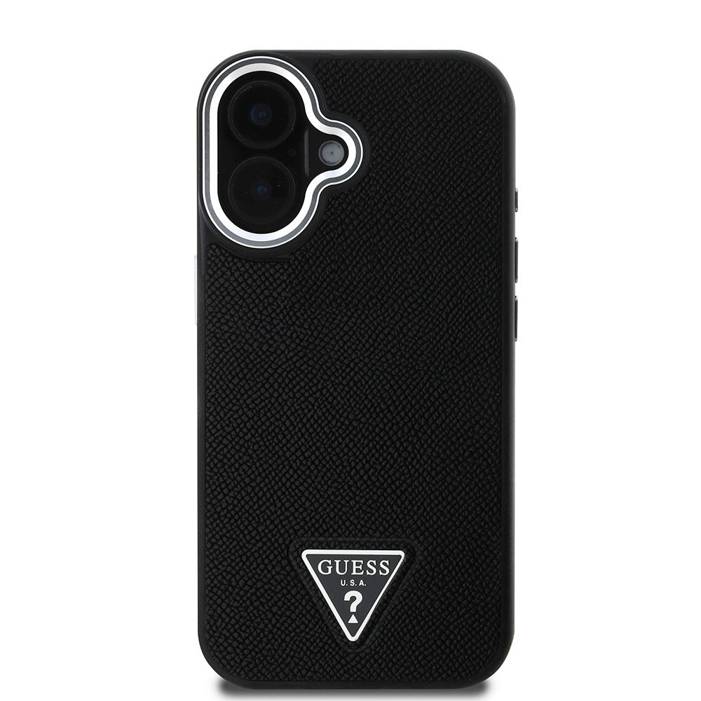 Apple iPhone 16 Kılıf Guess Orjinal Lisanslı M-safe Şarj Özellikli Grained Triangle Kapak