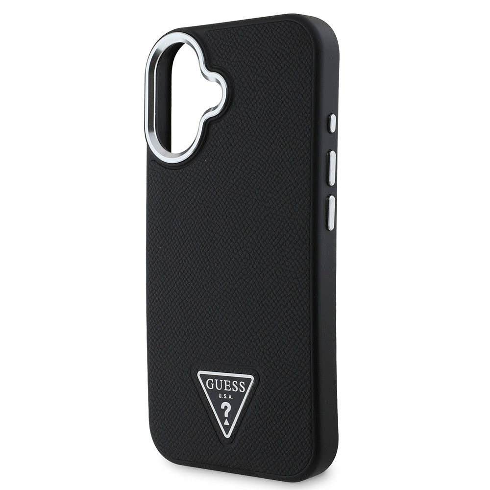 Apple iPhone 16 Kılıf Guess Orjinal Lisanslı M-safe Şarj Özellikli Grained Triangle Kapak
