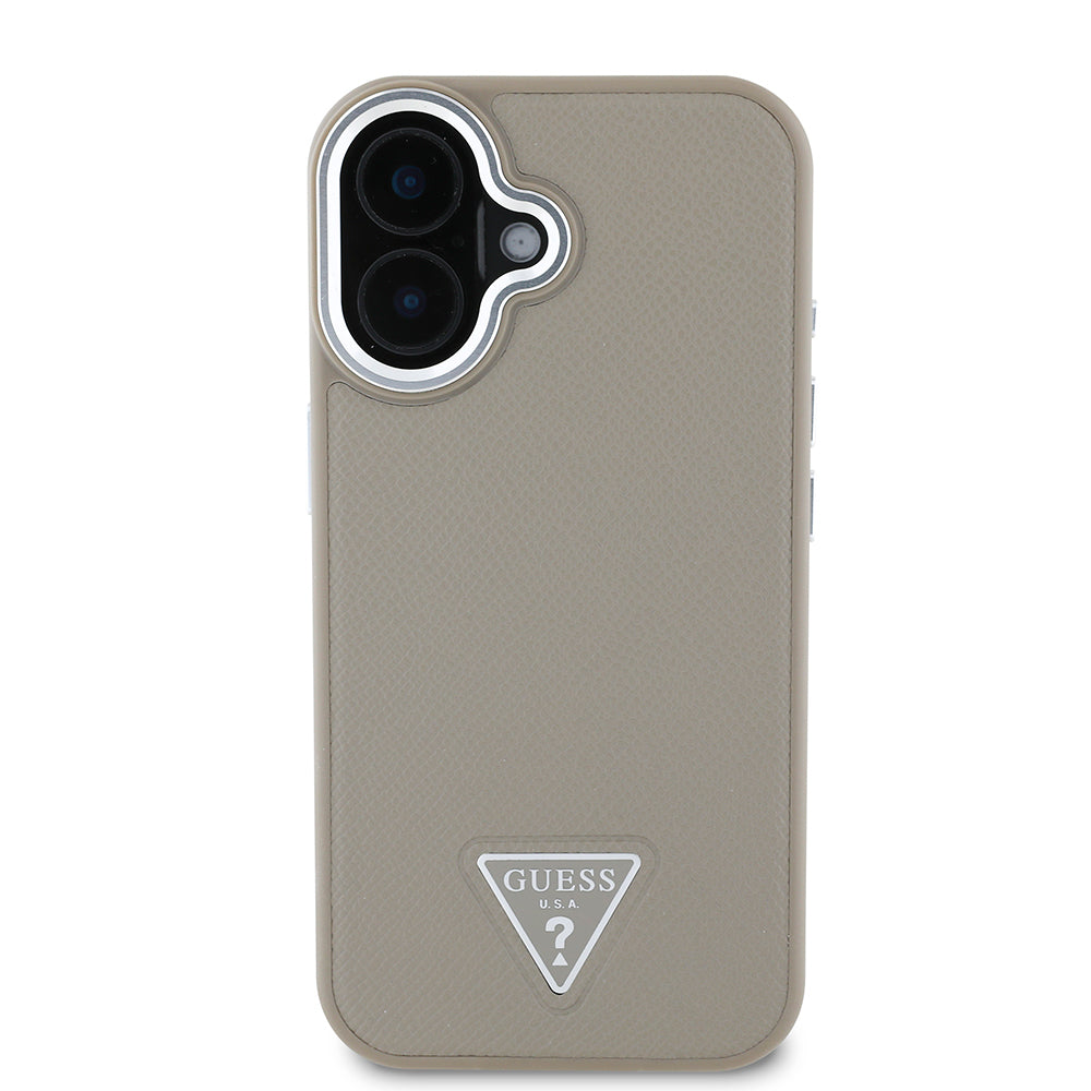 Apple iPhone 16 Kılıf Guess Orjinal Lisanslı M-safe Şarj Özellikli Grained Triangle Kapak