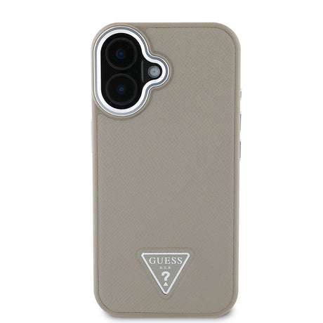 Apple iPhone 16 Kılıf Guess Orjinal Lisanslı M-safe Şarj Özellikli Grained Triangle Kapak