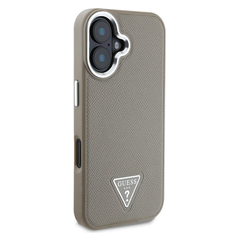 Apple iPhone 16 Kılıf Guess Orjinal Lisanslı M-safe Şarj Özellikli Grained Triangle Kapak