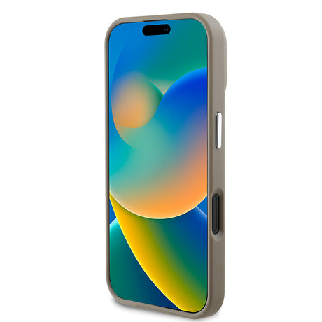 Apple iPhone 16 Kılıf Guess Orjinal Lisanslı M-safe Şarj Özellikli Grained Triangle Kapak