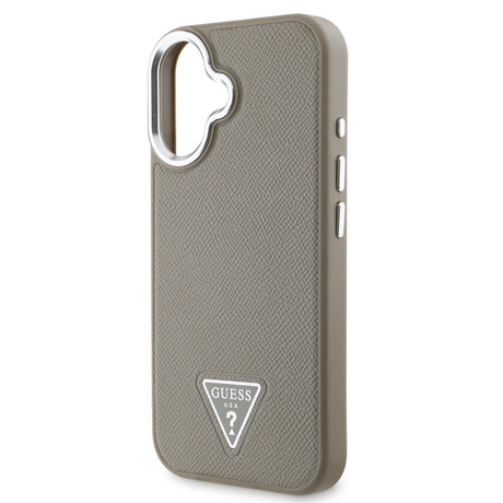 Apple iPhone 16 Kılıf Guess Orjinal Lisanslı M-safe Şarj Özellikli Grained Triangle Kapak