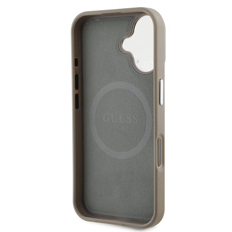 Apple iPhone 16 Kılıf Guess Orjinal Lisanslı M-safe Şarj Özellikli Grained Triangle Kapak