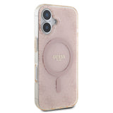 Apple iPhone 16 Kılıf Guess Orjinal Lisanslı M-safe Şarj Özellikli IML Baskılı Klasik Logolu 4G Desenli Kapak