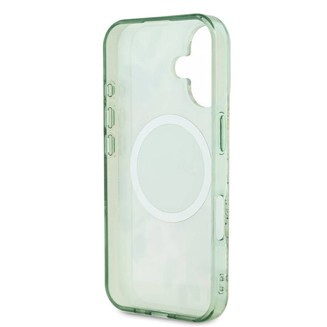 Apple iPhone 16 Kılıf Guess Orjinal Lisanslı M-safe Şarj Özellikli IML Baskılı Yazı Logolu Flower Tonal Circle Kapak