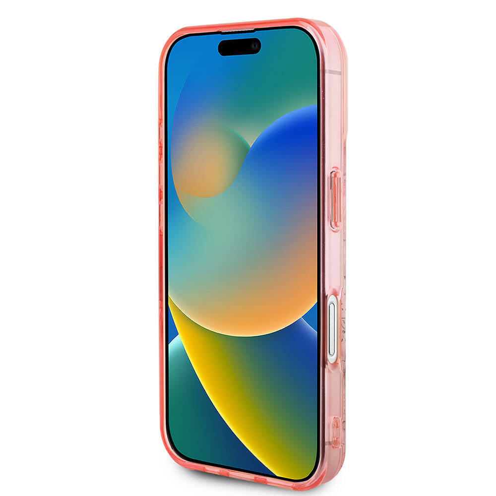 Apple iPhone 16 Kılıf Guess Orjinal Lisanslı M-safe Şarj Özellikli IML Baskılı Yazı Logolu Flower Tonal Circle Kapak
