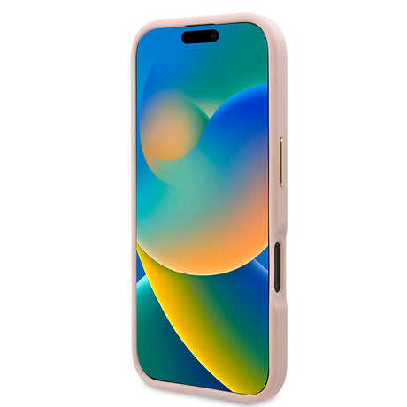 Apple iPhone 16 Kılıf Guess Orjinal Lisanslı M-safe Şarj Özellikli PU 4G Desenli Metal Plaka Klasik Logolu Kapak