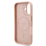 Apple iPhone 16 Kılıf Guess Orjinal Lisanslı M-safe Şarj Özellikli PU 4G Desenli Metal Plaka Klasik Logolu Kapak