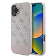 Apple iPhone 16 Kılıf Guess Orjinal Lisanslı M-safe Şarj Özellikli PU Deri Şerit Logo Dizaynlı Kapak