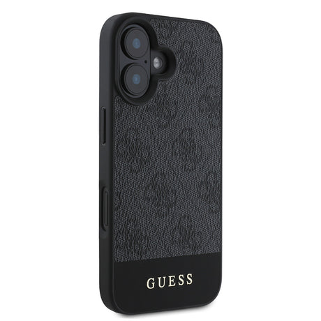 Apple iPhone 16 Kılıf Guess Orjinal Lisanslı M-safe Şarj Özellikli PU Deri Şerit Logo Dizaynlı Kapak