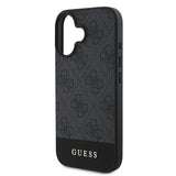 Apple iPhone 16 Kılıf Guess Orjinal Lisanslı M-safe Şarj Özellikli PU Deri Şerit Logo Dizaynlı Kapak