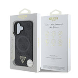 Apple iPhone 16 Kılıf Guess Orjinal Lisanslı M-safe Şarj Özellikli PU Üçgen Logo 4G Desenli Kapak