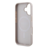 Apple iPhone 16 Kılıf Guess Orjinal Lisanslı M-safe Şarj Özellikli PU Üçgen Logo 4G Desenli Kapak