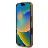 Apple iPhone 16 Kılıf Guess Orjinal Lisanslı M-safe Şarj Özellikli Sıcak Baskılı Üçgen Logolu PU Deri Peony Kapak