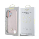 Apple iPhone 16 Kılıf Guess Orjinal Lisanslı M-safe Şarj Özellikli Sıcak Baskılı Üçgen Logolu PU Deri Peony Kapak