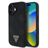 Apple iPhone 16 Kılıf Guess Orjinal Lisanslı M-safe Şarj Özellikli Sıcak Baskılı Üçgen Logolu PU Deri Peony Kapak