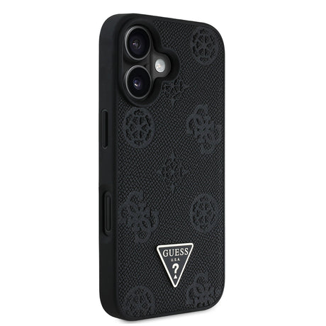 Apple iPhone 16 Kılıf Guess Orjinal Lisanslı M-safe Şarj Özellikli Sıcak Baskılı Üçgen Logolu PU Deri Peony Kapak