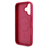 Apple iPhone 16 Kılıf Guess Orjinal Lisanslı M-safe Şarj Özellikli Taneli Çiçek Tasarımlı Metal Yazı Logolu Kapak