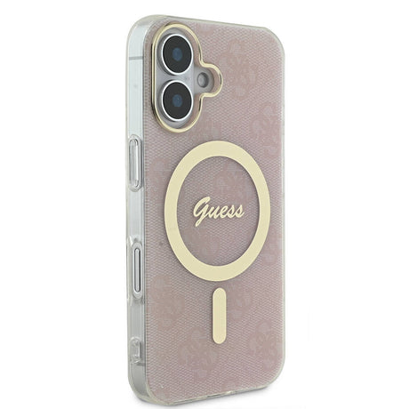 Apple iPhone 16 Kılıf Guess Orjinal Lisanslı M-safe Şarj Özellikli Yazı Logolu 4G Desenli Kapak