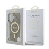 Apple iPhone 16 Kılıf Guess Orjinal Lisanslı M-safe Şarj Özellikli Yazı Logolu 4G Desenli Kapak