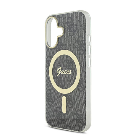 Apple iPhone 16 Kılıf Guess Orjinal Lisanslı M-safe Şarj Özellikli Yazı Logolu 4G Desenli Kapak
