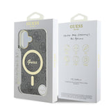 Apple iPhone 16 Kılıf Guess Orjinal Lisanslı M-safe Şarj Özellikli Yazı Logolu 4G Desenli Kapak