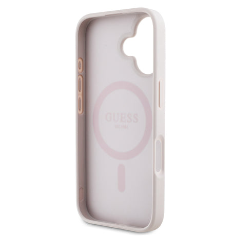 Apple iPhone 16 Kılıf Guess Orjinal Lisanslı M-safe Şarj Özellikli Yazı Logolu Circle Classic Kapak
