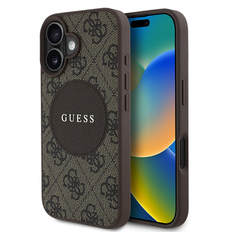 Apple iPhone 16 Kılıf Guess Orjinal Lisanslı M-safe Şarj Özellikli Yazı Logolu Circle Classic Kapak
