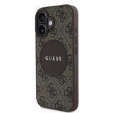 Apple iPhone 16 Kılıf Guess Orjinal Lisanslı M-safe Şarj Özellikli Yazı Logolu Circle Classic Kapak