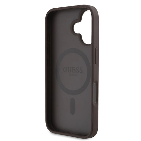 Apple iPhone 16 Kılıf Guess Orjinal Lisanslı M-safe Şarj Özellikli Yazı Logolu Circle Classic Kapak
