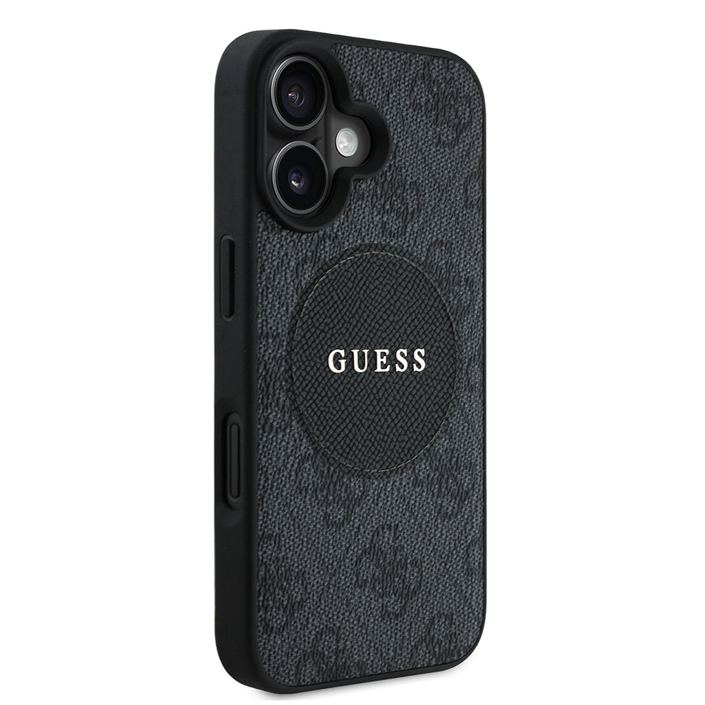 Apple iPhone 16 Kılıf Guess Orjinal Lisanslı M-safe Şarj Özellikli Yazı Logolu Circle Classic Kapak