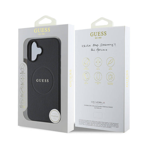 Apple iPhone 16 Kılıf Guess Orjinal Lisanslı M-safe Şarj Özellikli Yazı Logolu Grained Kapak