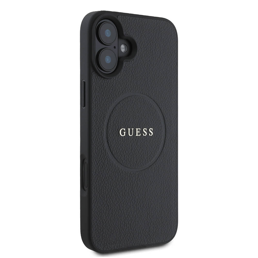 Apple iPhone 16 Kılıf Guess Orjinal Lisanslı M-safe Şarj Özellikli Yazı Logolu Grained Kapak